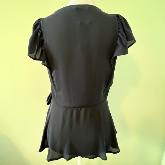 Loft Black Wrap Tie Blouse - Picture 3 of 7